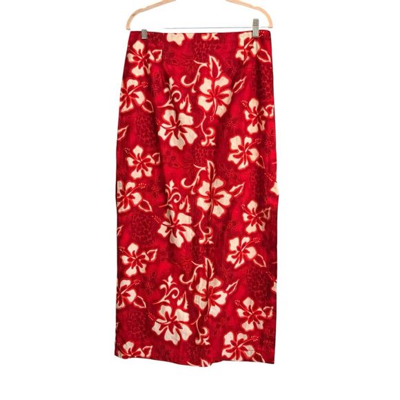 Vtg Stiletto Tropical Print Pencil Maxi Skirt Floral Cruise Vacation - Picture 1 of 12